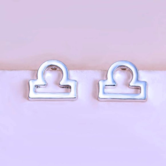 LIBRA  Zodiac Silvertone Stud Earrings on Card NEW! 1120x2 - Picture 2 of 3